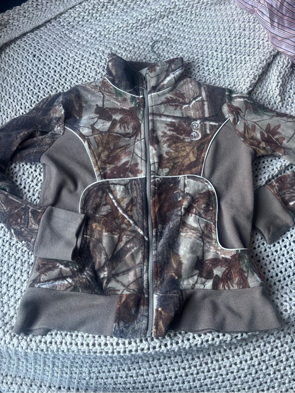 Camo Zip-Up Fleece Jacket - Brown/Green